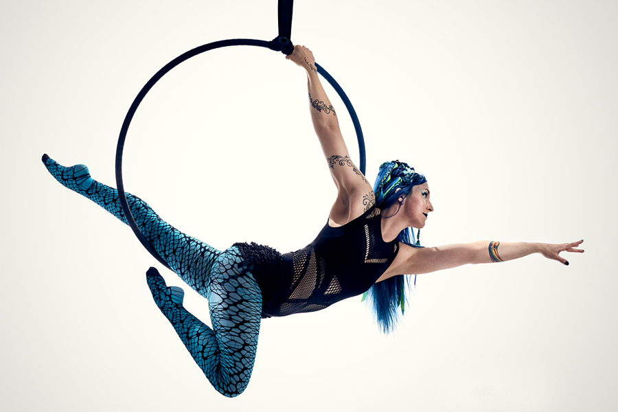 Emily in an aerial hoop